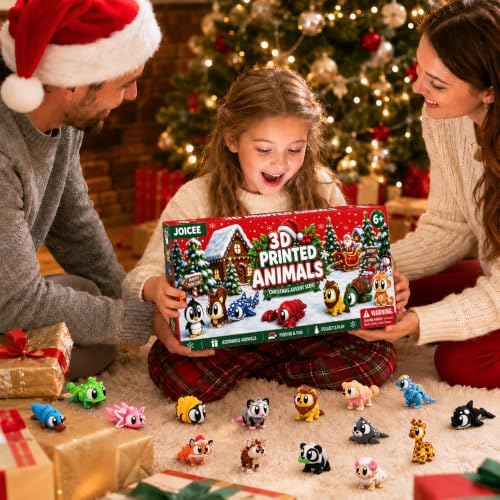 JOICEE 2026 Christmas Advent Calendar with Mini 3D Printed Animals Toys
