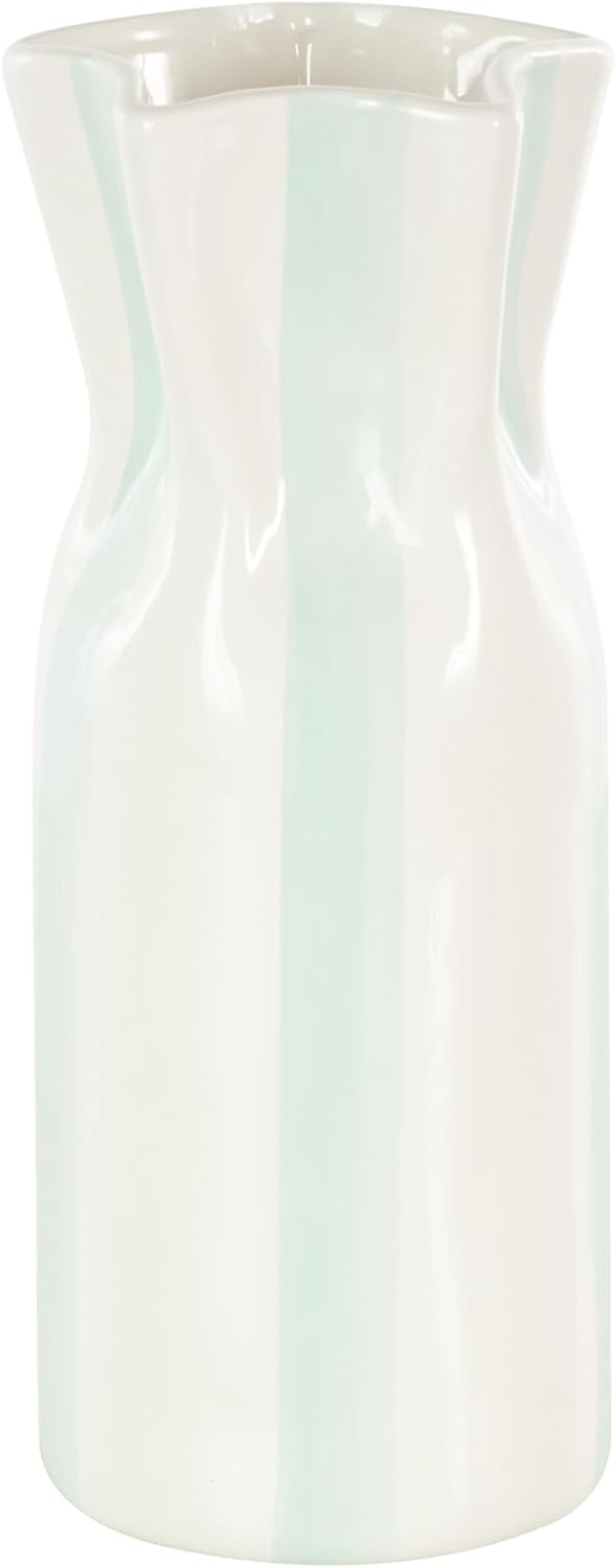 Ceramic Decorative Vase Round Centerpiece Vase / White / 4.9 x 5 x 12