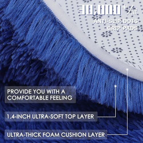 OLANLY Navy Blue Round Rugs for Bedroom - Machine Washable, 7 ft Circle Area Rugs for Living Room, Soft and Fluffy