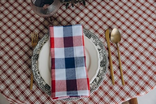 Red White and Blue Cloth Napkins - Reusable Patriotic Cloth Napkins - 100% Cotton 4th of July Napkins, 12-Pack, 20"x20", Patriotic Decor Napkins for Summer BBQs (Red, Blue & White)