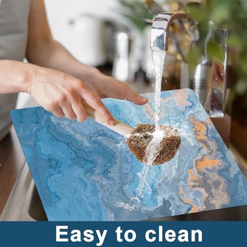 Blue Marble Placemats Set of 6 Plastic Table Mat 17×13×0.04in