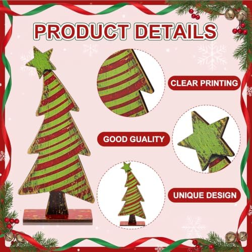 3 Pcs Lime Green Wooden Christmas Tree Tabletop Decorations