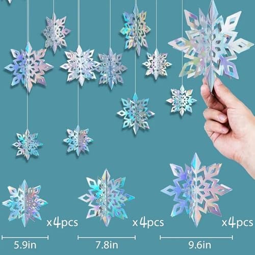 Iridescent Paper Snowflake Christmas Decoration for Trees Ceiling