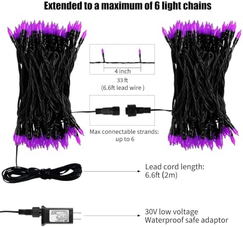 2 Pack Purple Halloween Lights, 100LED Outdoor Indoor Christmas Mini Lights