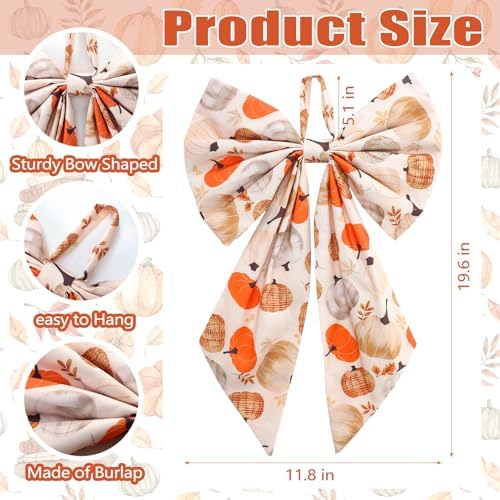 Suncalla 2 Pcs Orange Fall Pumpkin Wreath Bows 18'' x 12''