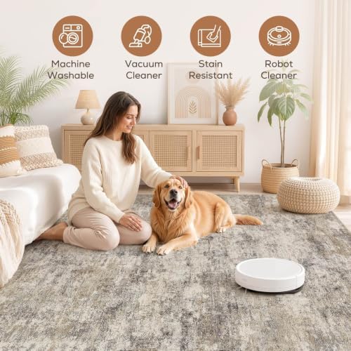Nakagishi Boho 7x9 Area Rug Living Room Rugs Machine Washable Brown Grey