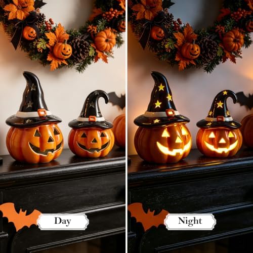 WDS WONDROUS Halloween Pumpkin Lights Decorations for Fall Home Table Decor
