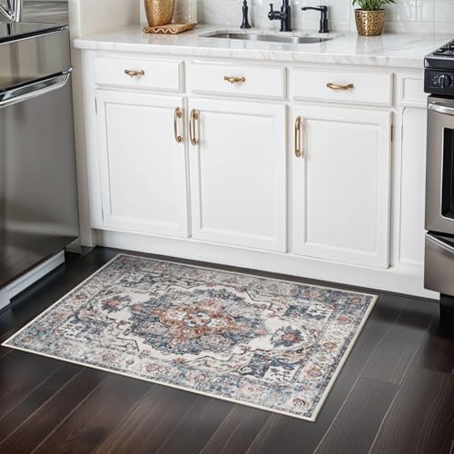 Hallway Washable Runner Rug - 2x3 Kitchen Rugs Entryway Rug Runner Vintage Soft Floor Mat Non Slip Indoor Farmhouse