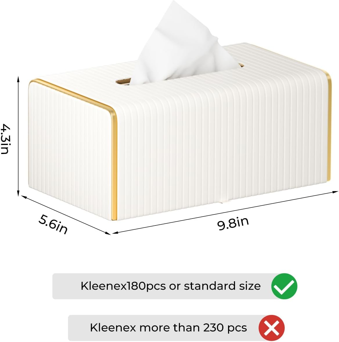 Long Tissue Box Holder Modern / Rectangular / White