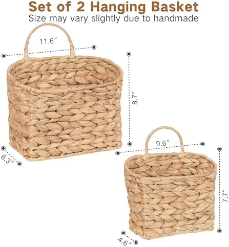 Wicker Wall Basket Water Hyacinth / Natural / Square / Set of 2