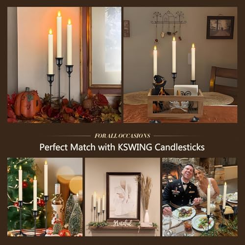 Candlestick Holders 6 PCS Metal Taper Candle Holders, KSWING Black Candle Stick Holders Set, Perfect for Table Centerpiece Mantel Party Wedding Christmas Home Decor, Set of 6