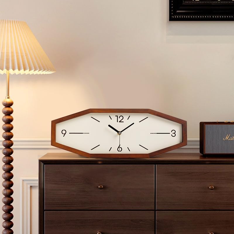 Wooden Retro Wall Clocks, 18 Inches Square Clocks Rectangular Wall Clock | Battery Operated Silent Non-Ticking, for