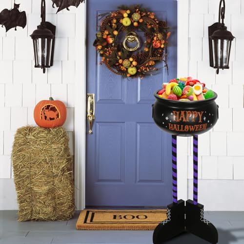 Halloween Decorations Outdoor, 32" Tall Witch Legs Candy Bowl Stand Holder