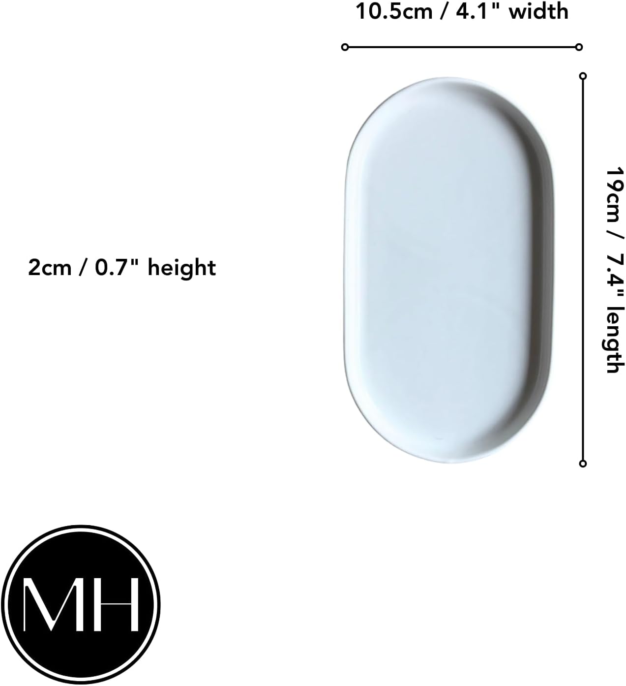 Ceramic Vanity Tray / White / 7.5 x 4.1 x 0.8