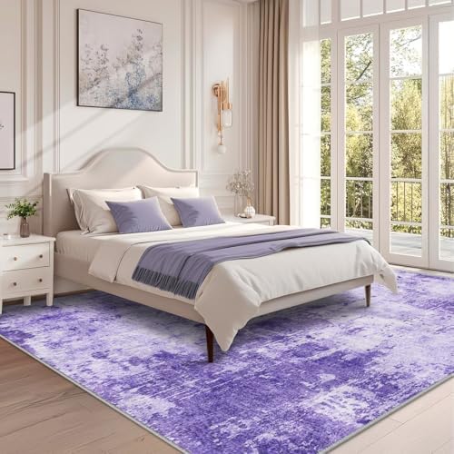 RELEANY Washable 6'x9' Abstract Area Rug for Living Room Purple