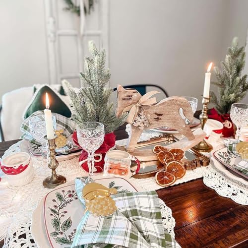 wonlex Christmas Napkin Rings Set of 6, Metal Golden Napkin Ring Serviette Buckles Holder for Table Decoration, Wedding, Christmas Place Setting(St.Nicholas)