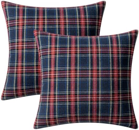MIULEE Christmas Plaid Pillow Covers Scottish Tartan 26x26 Blue