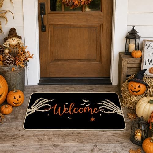 Hexagram Halloween Door Mat 17x29 Inch Halloween Skull Doormat Outdoor