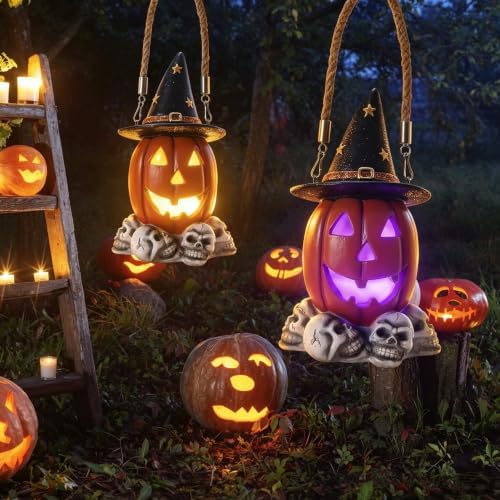 Halloween Decorations Hanging Pumpkin Lantern – LED Lighted Pumpkin
