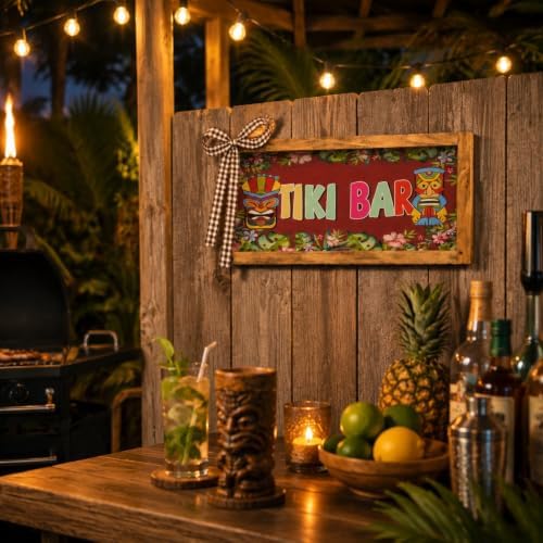 Tiki Bar Sign for Home Bar Decor Tropical Wall Art