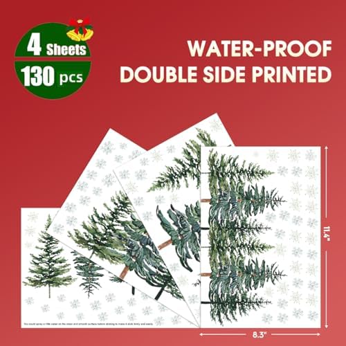 Horaldaily 130 PCS Christmas Window Cling Sticker, Trees Snow for Home Party Supplies Shop Window Glass Display Decoration