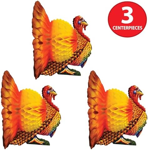 Beistle 12-inch Tissue Turkey Centerpiece; 3/Pack99066