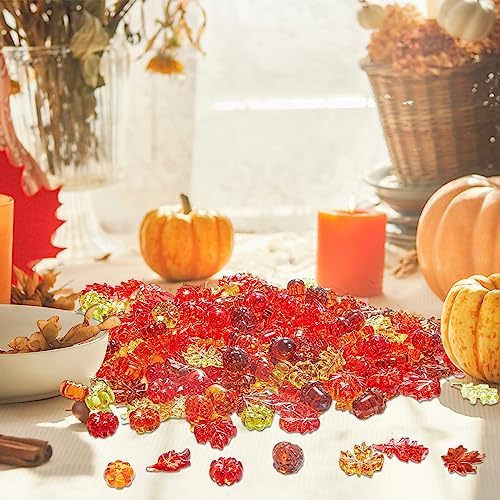Deekin 240 Pcs Fall Thanksgiving Ornaments, Fall Vase Filler