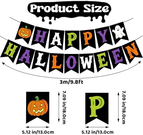 Happy Halloween Banner, Pre-Strung Halloween Party Decorations