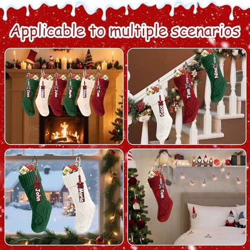 Christmas Stockings 18 Inches,Long Knitted Stocking with Name Tags