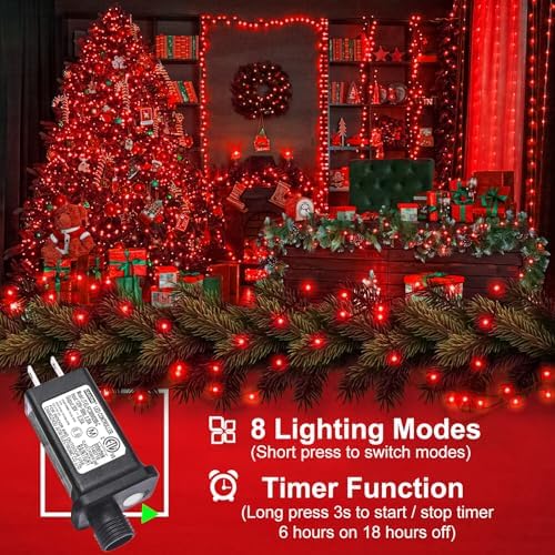 2 Pack Christmas Lights Outdoor, Total 200FT 600LED Christmas Tree Lights