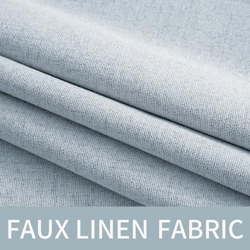 MIULEE 100% Blackout Linen Curtains for Bedroom 52x54 Inches Chambray Blue