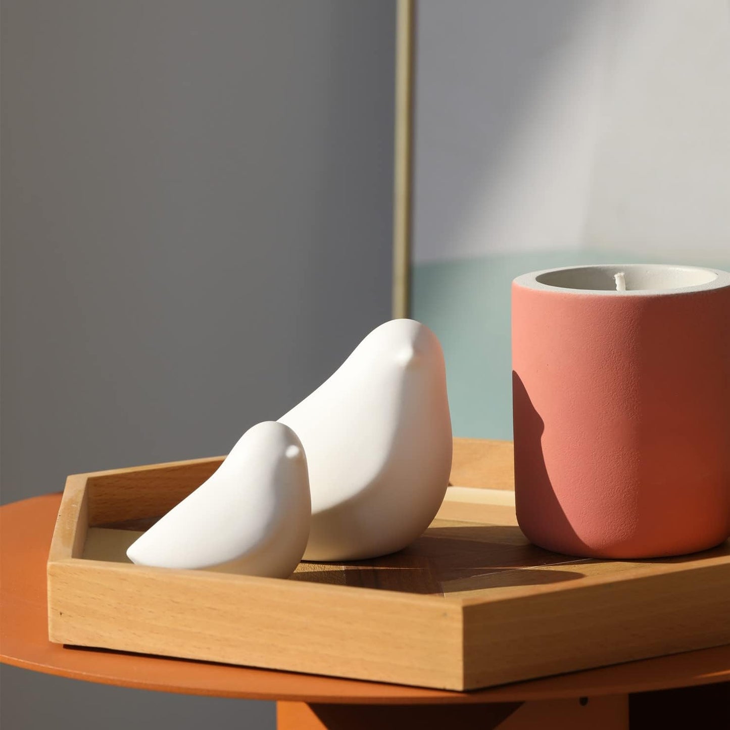 Ceramic Birds Figurines Small Birds Statues / White / Set of 2
