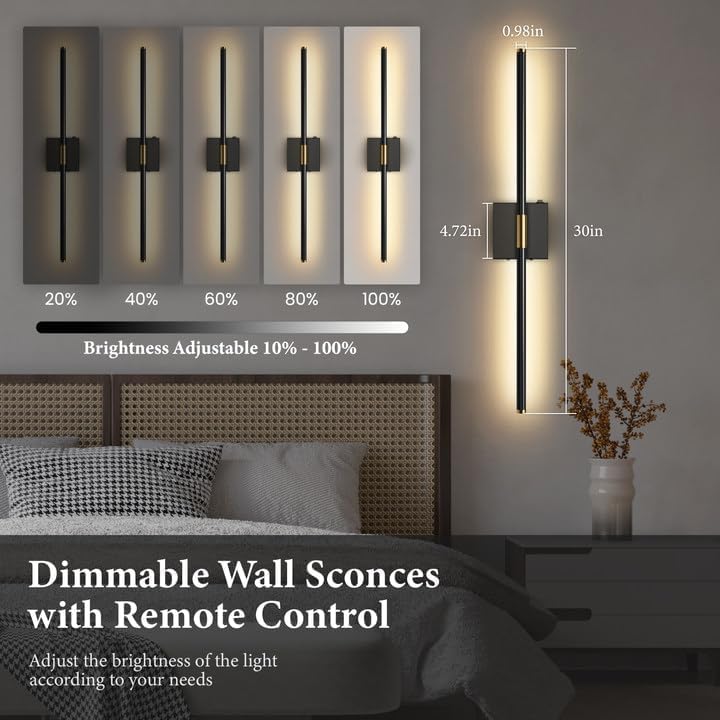 SAIMAND Battery Operated Wall Sconces Set of 2, Wireless Lights with Remote | USB Rechargeable Picture Lamp, 360°