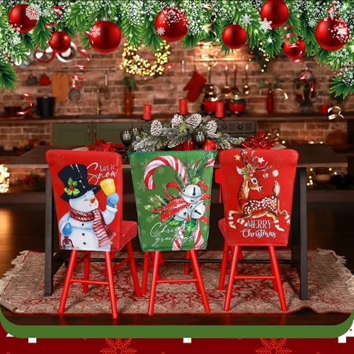 Moukeren 6 Pcs Christmas Chair Covers Dining Chair Slipcovers