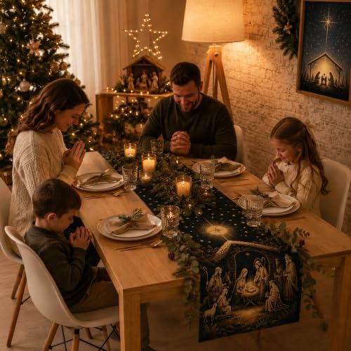 Christmas Decorations - Holy Night Nativity Table Runner
