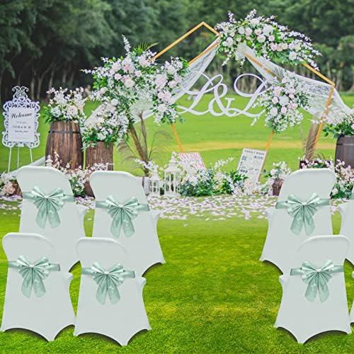 HAINARverS Folding Chair Covers for Wedding, 10PCS White
