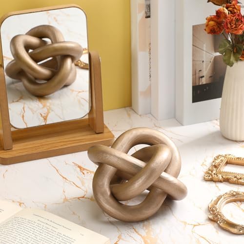 Yalikop 3 Link Wood Knot Decor Rustic Table Shelf Accents, Champagne
