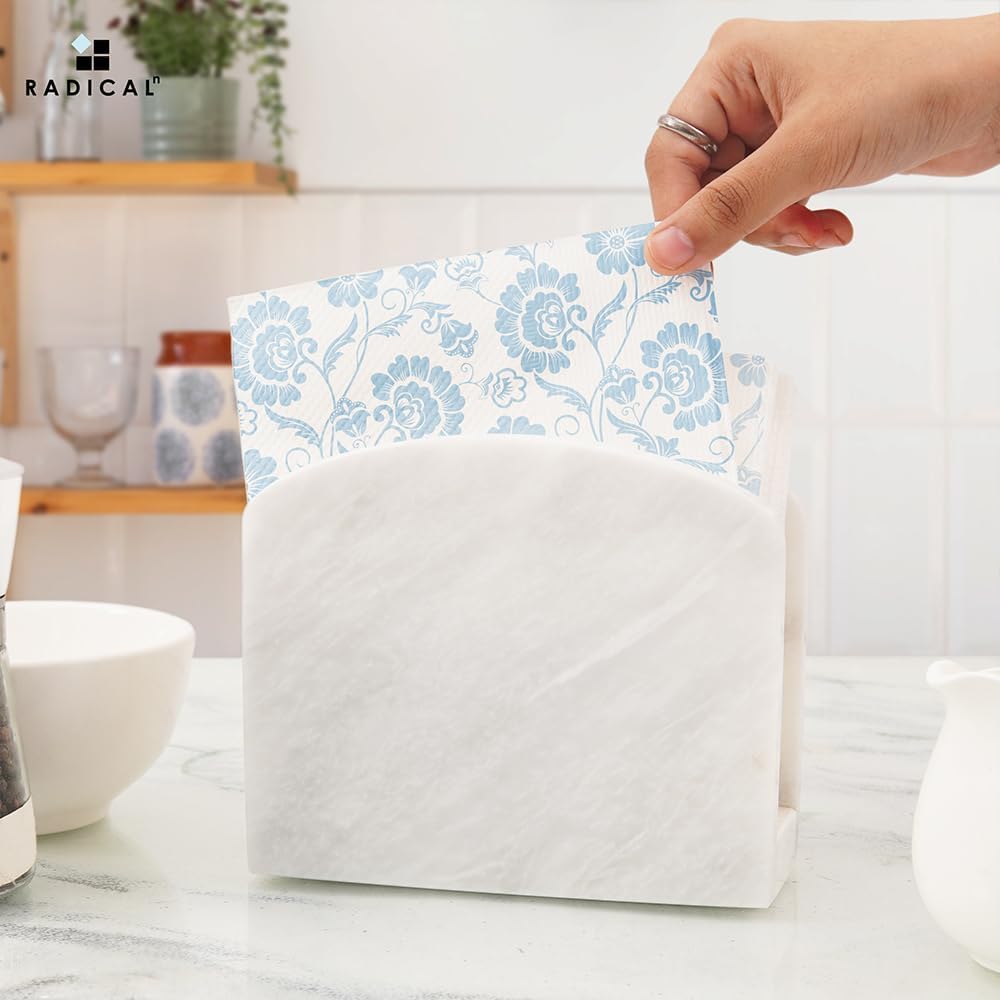 Marble Napkin Holder 5.5" Handmade Dining Table Napkins Holder / White