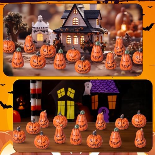 Halloween Miniature Pumpkin Figurine Mini Fake Pumpkin, 40 Pcs