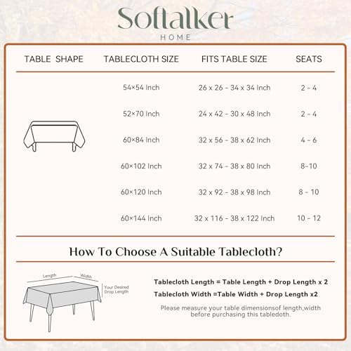 Softalker Fall Jacquard Rectangle Tablecloth, 60 x 102 Inch Burnt Orange