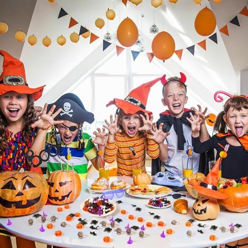 240pcs Halloween Vase Filler Pumpkin Ghost Bat Skull Witch Hats