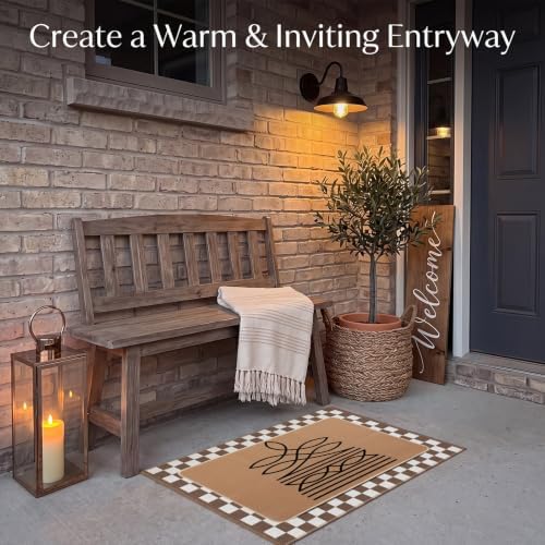Tinideya 2 Pcs Western Door Mat Outdoor Cowboy Boot Stitch Welcome Mats