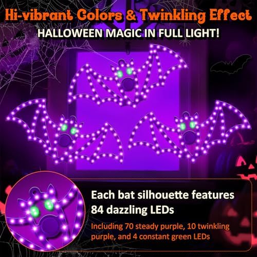3-Pack 14" Halloween Classics Twinkling LED Bat Window Lights