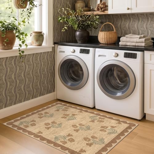 3x4 Floral Entry Rug - Indoor Outdoor Mats for Front Door Non-Slip