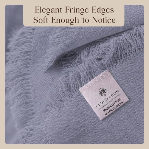 CLOUDLOOM 100% Cotton Fringe Cloth Napkins, Dark Grey, Set of 6, 20"x20"