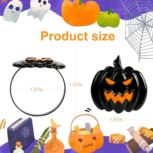 Halloween Napkin Rings Set of 6, Black Ghost Pumpkin Napkin Rings Holders Metal Buckle Serviette for Halloween, Horror Theme Party, Autumn Holiday, Dining Table Decoration