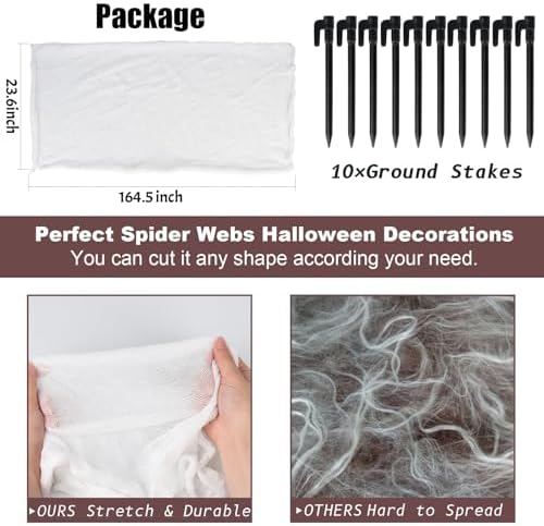 1000sqft Halloween Giant Spider Web Decoration,Cut Your Own Stretchy Spider Netting, DIY Spooky Flexible Spider Webs Decor for Halloween Haunted House Outdoor Decorations Holiday Party Supplies