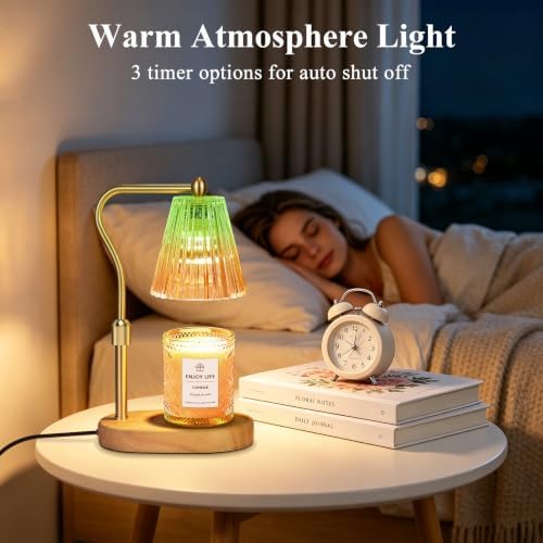 seenlast Green Gold Candle Warmer Lamp with Timer Dimmer Adjustable Height,Mothers Day Gifts,Electric Wax Warmer