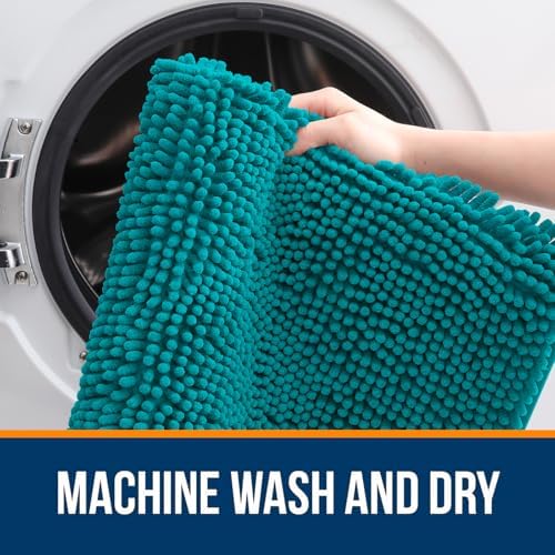 OLANLY Bathroom Runner Rugs 44x24, Soft Absorbent Chenille Bath Rugs, Rubber Backing Quick Dry, Machine Washable Long