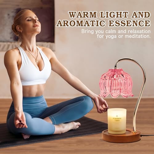 Funistree Flower Candle Warmer Lamp with Timer, Dimmable Candle Lamp Warmer, Christmas Birthday Gifts for Women Mom